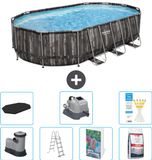 Bestway Ovaal Power Steel Zwembad - 610 x 366 x 122 cm - Grijs