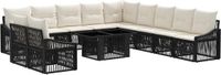 vidaXL Tuinbank Set 12-delig Zwart en Crème Wit Polyrattan