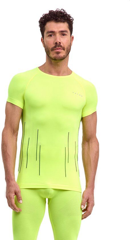 FALKE Heren T-shirt Korte Mouw Ronde Hals Effen Polyamide/Polyester/Elastaan Lightning (1690) Maat M