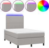 vidaXL Boxspringbed met matras en LED-verlichting, lichtgrijs, 120x200 cm, stof