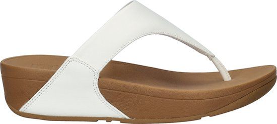 FitFlop Lulu Leather Toe Teenslippers Dames Maat 42 - Wit/Bruin