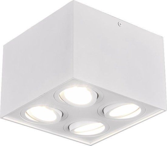 TRIO BISCUIT Plafonniere - Wit - GU10 - Draaibaar - 4 Spots