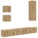 vidaXL 5-delige TV-meubelset, wandmontage, bewerkt hout, artisanaal eiken