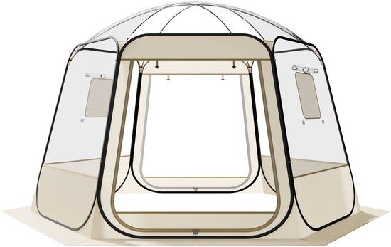 Vevor Pop-Up Bubble Tent, 336x305x220 cm, Transparante Kampeertent, Tuinkoepel Iglo Tent met Ramen, 540° Panoramisch Uitzicht, voor 8-10 Personen, Terras, Achtertuin