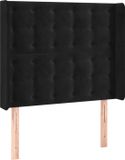 vidaXL Hoofdbord met randen 103x16x118/128 cm fluweel zwart