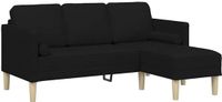vidaXL Bankstel Zwart Polyester 173 x 131 x 67 cm
