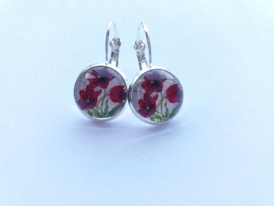 2 Love it Tulp K - Oorbellen - Groen - Rood -Wit - Zilverkleurig