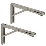 SOTECH 1 paar klapconsoles, RVS massief, 300 x 175 mm. Draagvermogen: 150 kg