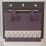 PETTI Artigiani Italiani - Elegante ovenhoes, shabby chic ovenhoes in effen kleur met Sangallo kanten ruches en strikken, katoenen ovenhoes, ovenhoes 50 x 42 cm, paars