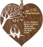 Stuff4 17e trouwdag houten hartplaat, donker houten bord aandenken, vieren verjaardag vrouw man vriend vriendin, plaque met citaten geschenken van de kinderen