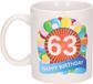 Bellatio Decorations Shoppartners Bv 63 jaar Verjaardag koffiemok - cadeau beker - feestelijke ballonnen print - 300 ml - keramiek - wit