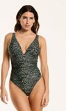 Shiwi Lara Maillot de bain sculptant à encolure en V imprimé animal vert taille 38