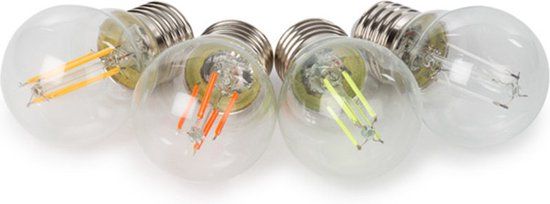 HQ-Power LED-gloeilamp, helder glas, G45, 4 stuks, verschillende kleuren