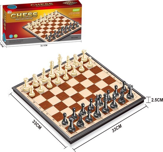 Woodley Schaakbord met Schaakstukken - Schaakset - Schaakspel - Chess Set - Schaken - Opklapbaar