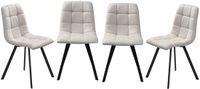 CaliCosy Set van 4 gestoffeerde eetkamerstoelen, beige, met armleuning, draaibaar, gestikt patroon