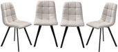 CaliCosy Set van 4 gestoffeerde eetkamerstoelen, beige, met armleuning, draaibaar, gestikt patroon