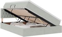 vidaXL LED Opbergbed met Matras Lichtgrijs 140 x 200 cm Fluweel