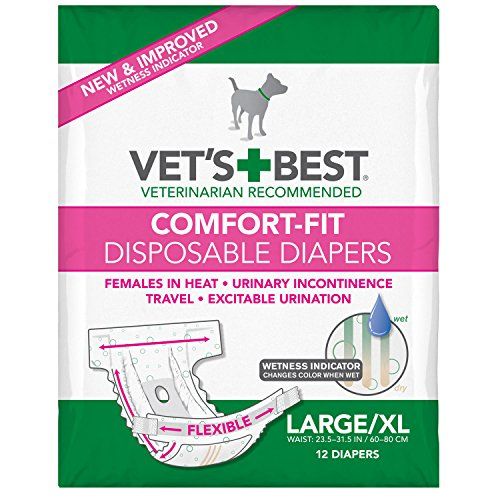 Vet's Best Comfort Fit Dog Diapers - Disposable Female Dog Diapers - Absorbent & Leakproof - Large/XL - 12 Count