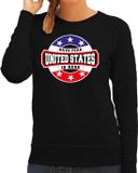 Bellatio Decorations Have fear United States is here sweater met sterren embleem in de kleuren van de Amerikaanse vlag - zwart - dames - Amerika supporter / Amerikaans elftal fan trui / EK / WK / kleding XXL