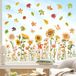 Autocollant de fenêtre sans marque automne - Film de fenêtre anti-collision avec feuilles et tournesols - Décoration de verre - Multi