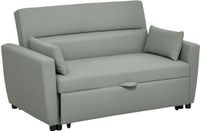 HOMCOM Sofa Bed, 2-SEATER BECTA MET SLAAPFUNCTIE, verstelbare rugleuning, bank met kussen, fluwelen look, bankbed met beddoos voor woonkamer, logeerkamer, lichtgrijs