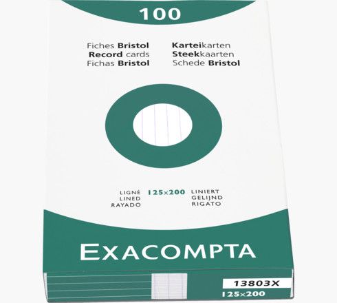 Exacompta System Card 125 x 200 mm Lined White