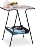 Merkloos Relaxdays bijzettafel met opbergruimte - metaal - MDF - zwart/lichtbruin