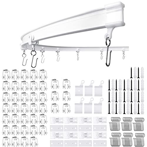 Gaahing Flexibele plafondgordijnrail | 5 meter gebogen gordijnrail met dempingsrollen | Buigbare bevestiging voor douche / erker / RV-gordijn / scheidingswand