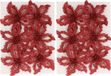 Cosy&Trendy Billiet - Vanlaere 12x Kerstboomversiering rode glitter bloemen op clip