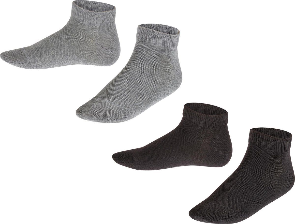 Falke Happy 2-pack Kids Sneakersokken - Grijs en Zwart - Unisex - Maat 23-26