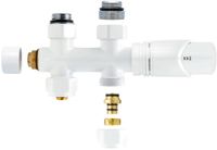 Belrad aansluitset 1/2" - 3/4" met thermostaatknop - recht - wit