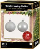 Bellatio Decorations Christmas Winter White 24 glazen kerstballen 6 cm - glans en mat - mix