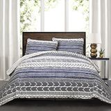 Lush Decor Patroon Gestreepte 3 Stuk Beddengoed Set, 100% Katoen, Navy & White, King