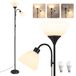 VASAGLE Vloerlamp met Leeslamp, Uplighter, 38,5 x 23,5 x 176 cm | Staande Lamp met Verstelbare Leesarm, voor Woonkamer en Kantoor, Matzwart, LUSIA Collectie LFL019B202
