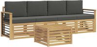 vidaXL Bank loungeset 4 zitplaatsen acacia hout wit en antracietkleurig