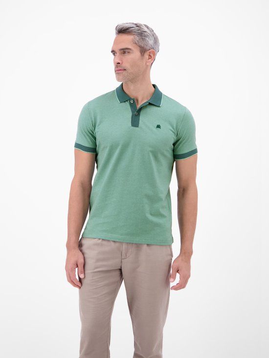 LERROS Poloshirt met lange mouwen, regular fit, SOFT TEAL, maat L, 100% katoen