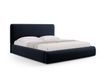 Lit coffre avec tête de lit 140x200cm en velours bleu foncé