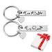 Set His Queen & Her King Crown Couple Keychain Set - Engraved Stainless Steel Memorial - Rectangle & Heart - Silver