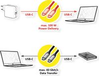 ROLINE GOLD USB4 Gen3x2 Kabel, C-C, M/M, 8K UHD-2, 40Gbit/s, 100W, zwart / goud, 1 m