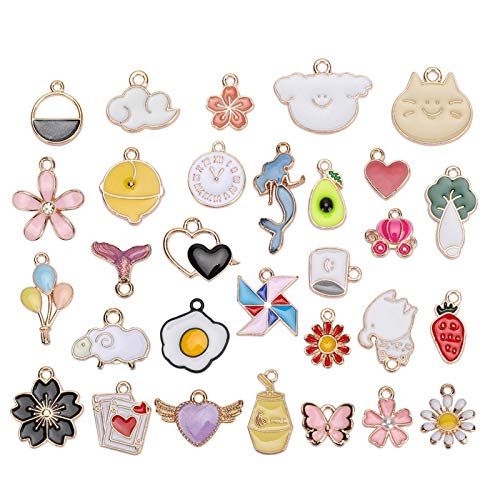 Cikonielf 30 stks emaille bedels hangers vergulde dier fruit wolk bloem hanger voor diy ambachten armband oorbel ketting sieraden maken