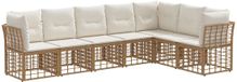 vidaXL - Hoek loungeset - Naturel - Polyester - 7 zitplekken - Exclusief kussens