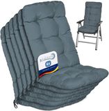 Beautissu Flair HL Stoelkussen Set 6x Hoge Rugleuning 120x50x8 cm Duifblauw