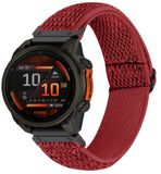 By Qubix Qubix - Elastische Solo Loop Nylon Bandje - Rood - 26mm Quickfit - Geschikt voor Garmin Fenix 8 / 8 Pro - 51mm