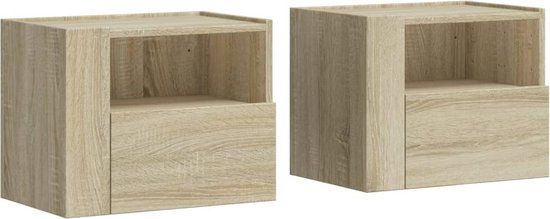 vidaXL Nachtkastjes - 2 stuks - Wandgemonteerd - 45x30x35 cm - Sonoma Eikenkleur