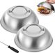 Unyqoos®️ Burgerbell couvercles à burger en acier inoxydable, 2 pièces, diamètre 9 pouces (22,6 cm) - Couvercle de grill avec poignée anti-brûlure, adapté aux cheeseburgers