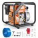 VEVOR pompe à eau à essence avec une hauteur de refoulement de 29,87 m, pompe à eaux usées avec une capacité de 29980 l/h, pompe à moteur portable, moteur à essence avec un tuyau de refoulement de 762 cm, roue en fonte, pompe de jardin pour l'irrigation, les étangs et les piscines.