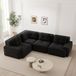 REDOM Canapé d'angle modulaire 4 places – Pieds antidérapants et assise profonde de 74 cm – Revêtement en velours côtelé – Noir – 382 x 104 x 69 cm