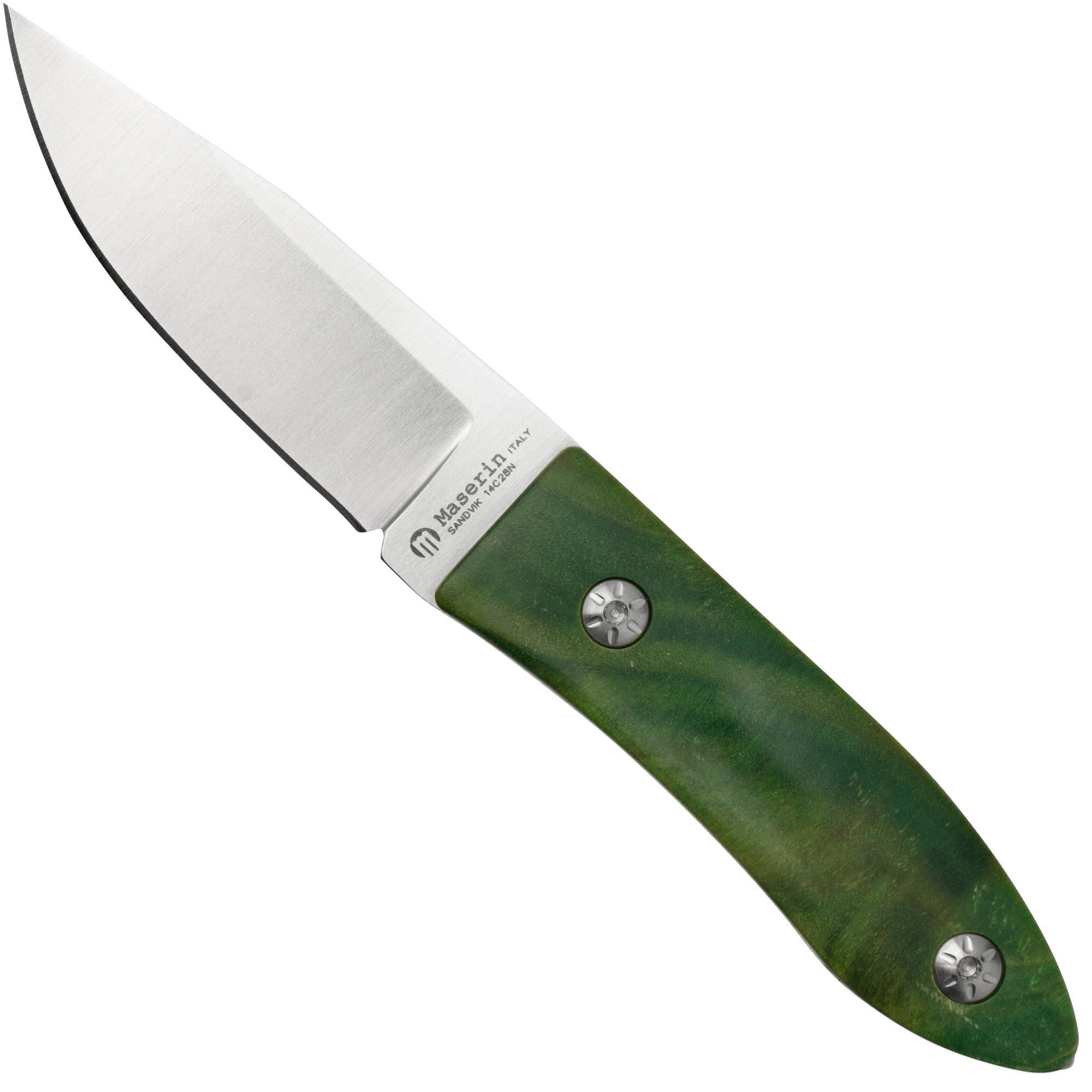 Maserin AM22 - Vaststaand mes - Atillio Morotti design - Groen Poplar Burl - 2023