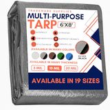 Trademark Supplies Zilver/Zwart Heavy Duty Tarp Dekzeil Luifeltent, Boot, RV of Zwembadafdekking (1,8 x 2,4 M)