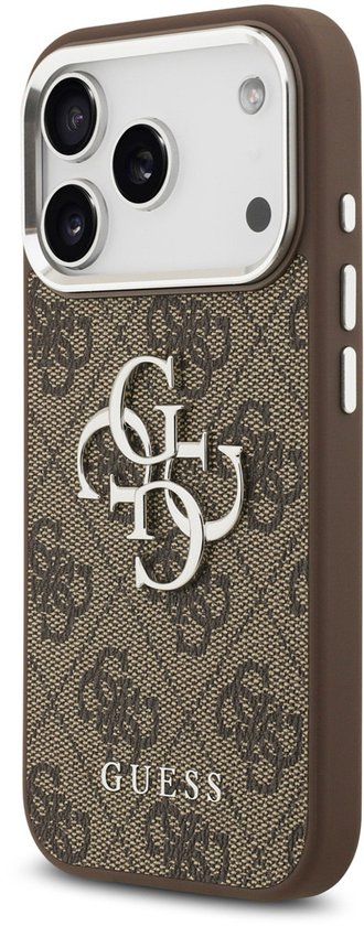 Guess Back Cover - iPhone 17 Pro - Bruin - Hoogwaardige TPU - Big Metal Logo